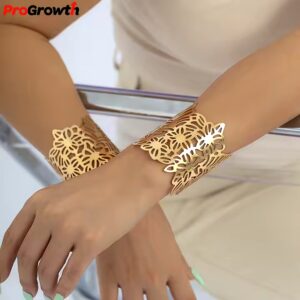 Design Bangle Open Polish Bracelet Vintage Hollowed Out Leaves Fashion Jewelry Exaggerated Bangles - Image 4