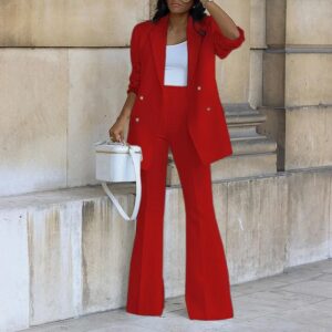 ZL1775 Hot Selling Fashionable Women Long Sleeve Solid Color Suit Blazer And Pants Set For Women Formal Suit - Image 4