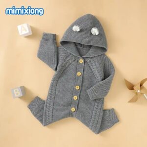 Mimixiong Knitted Newborn Baby Rompers Clothing Jumpsuits Babies Clothes Toddler Hoodie Rompers Onesies Sweaters - Image 4