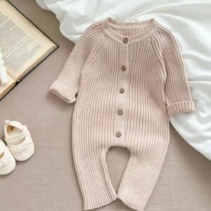 Baby autumn jumpsuit infant long sleeve button body suit rompers baby knitted jumpsuits winter - Image 6