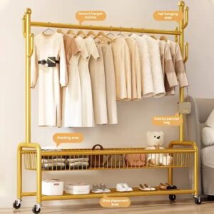 Multi-Functional Movable Bedroom Storage Coat Rack Simple Floor Hanger Double Single Metal Clothes Display Stand Shoe Bathroom - Image 6