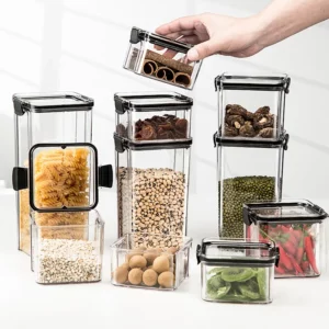 Transparent PET Sealed Cans Clear Kitchen Sealed Dry Food Storage Organizer Airtight Dry Food Storage Container Storage Box - Image 1