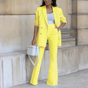 ZL1775 Hot Selling Fashionable Women Long Sleeve Solid Color Suit Blazer And Pants Set For Women Formal Suit - Image 3