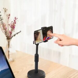 Scalable Rotating Mobile Phone Holder Tablet Stand Desk 360 Rotate for Desktop Live Streaming Overhead Shoot Video Round Base - Image 5