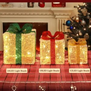 Christmas Light Gift Boxes 3 Pcs Outdoor Lighting Christmas Decoration For Home Porch Lawn - Image 4