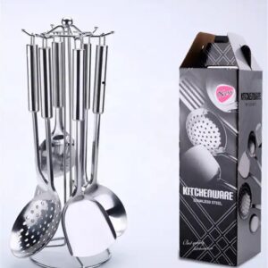9 Piece Stainless Steel Cooking Kitchen accessories Stainless Steel Ladle Skimmer Kitchen Utensils Set with shelf - Image 3