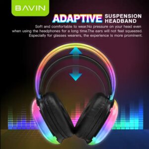 BAVIN high quality BH32 7.1 surround sound bluetooth wireless gaming earphones headsets with rgb light - Image 6