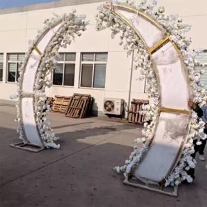 Artificial Floral Supplies White Front Moon Arch Flower Arrangement - Image 7