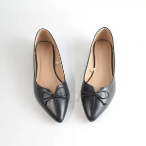 2024 new pointy bow black women's flat shoes - Image 3