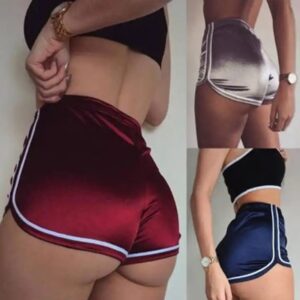 Women's Summer Sports Shorts Elastic Waist Slim Board Quick Dry Breathable Features Pattern Washed Silk Fabric - Image 1