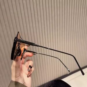 DL Glasses Retro Square Metal Half Frame Rimless Sun Glasses Vintage Double Bridge Irregular Women Sunglasses Men 2023 gafas - Image 4
