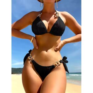 Women's Swimwear 2024 Two Piece Swimsuit Crystal Diamond Swimsuit Micro Thong metallic swimsuit. - Image 1