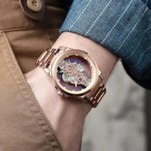 Design Genuine Leather Watch Men With Logo Wristwatch Relojes Hombre Private Label Luxury Skeleton Wrist Watches Manufacturer - Image 4
