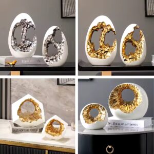 Simple modern high-end living room wedding interior design ceramic silvery egg decoration home luxury decor accessories - Image 5