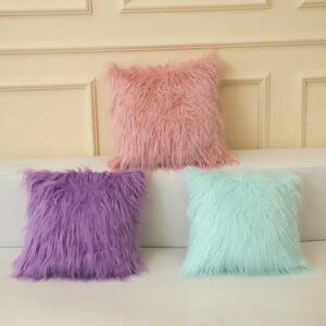 Decorative Sofa Long Faux Fur Throw Pillow Cover Solid Color Soft Mongolian Fur Pillow Cushion Cases - Image 3