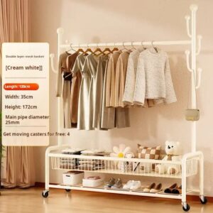 Multi-Functional Movable Bedroom Storage Coat Rack Simple Floor Hanger Double Single Metal Clothes Display Stand Shoe Bathroom - Image 7