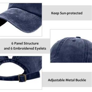 Womens Vintage Washed Distressed Baseball-Cap with High Ponytail Hole Sport Golf Hat Dad Hat - Image 6
