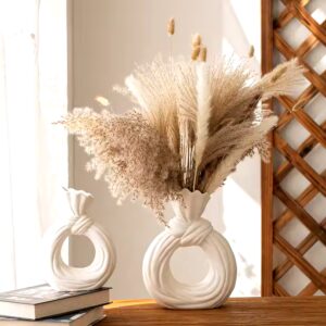 hot selling vase modern style home decoration doughnut white ceramic vase with 3 sizes - Image 4