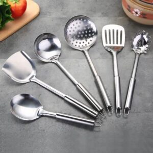 9 Piece Stainless Steel Cooking Kitchen accessories Stainless Steel Ladle Skimmer Kitchen Utensils Set with shelf - Image 6