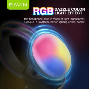 BAVIN high quality BH32 7.1 surround sound bluetooth wireless gaming earphones headsets with rgb light - Image 5