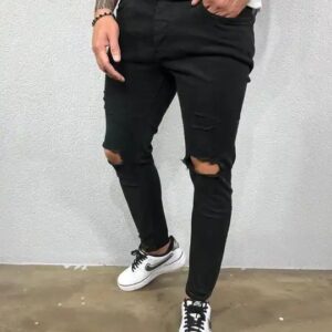 High Quality Spring Summer Elastic Plus Size Skinny Ripped Destroyed Men's Jeans Joggers Rippedjeans - Image 7