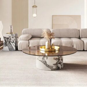 Modern Luxury Living Room Furniture Sets Metal Center Coffee Tables Glass Coffee Table - Image 6