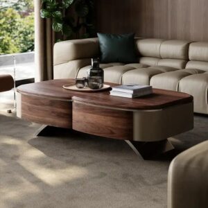 Mid-Century Walnut Veneer Tea Table Modern Living Room Retro Solid Wood Tea Table - Image 1