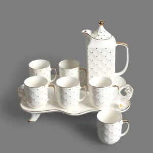 Exquisite Gold White Design Gift Wedding Coffee Cup Tea Sets High Quality Tea Pot Customize Design Colorful Ceramic Cup - Image 7