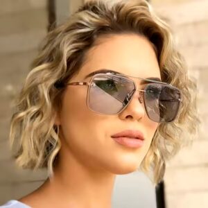 ew Arrival Fashion Double Bridge Brand Designer Custom Logo Women Aviation Square Alloy Frame Mens UV400 Sunglasses - Image 5