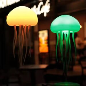 3D Jellyfish Night Light Jellyfish Nightlight Voice Control Atmosphere Light with Rotating Tentacles Type-C Charging for Desktop - Image 3