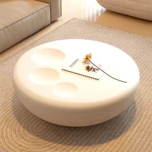 Modern Simple Home Cream Wind Living Room Coffee Table Set with Cat's Paw Lacquer Glass Top Light Luxury Center Table - Image 4
