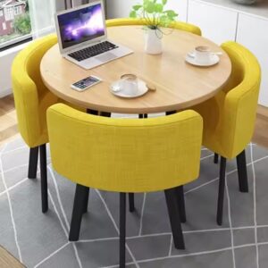 Luxury Saving Place Coffee Table Sets Leisure Modern Round Dining Tables And 4 Chairs Set - Image 6