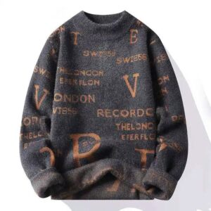 Jacquard Knitwear Men Clothes Crew Neck Cotton Men Pullover Sweater - Image 3