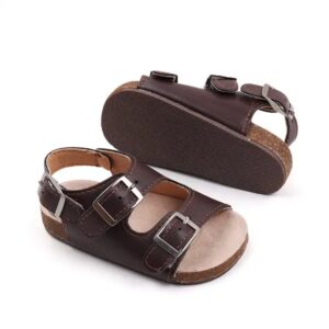 New summer baby walking shoes solid color buckle with wooden soles non-slip casual infants sandals - Image 4