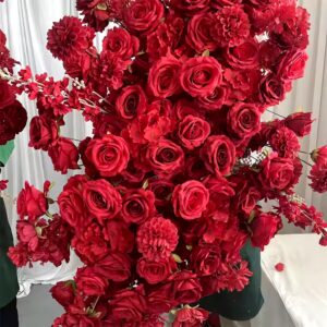 Red Artificial Roses Decorative Flower Panels for Wedding Arch Decorations - Image 5