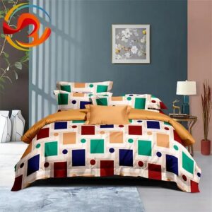 4 piece bedsheet bedding set complete polyester bed sheets Geometric bedding set - Image 3