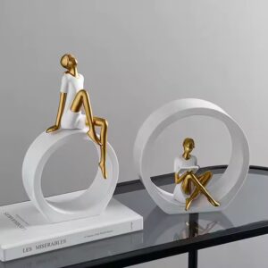 Home Decor Reading Statues Luxury Living Room Table Ornaments Resin Crafts Abstract Figurines For Office Desktop Accessories - Image 3