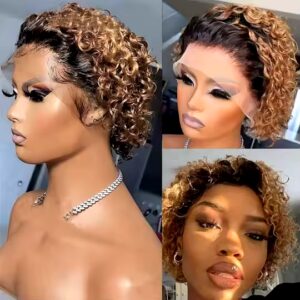 New Natural Black Short Curly Pixie Wig Aligned Raw Virgin Pixie Cut Wigs Human hair wig chemical fiber hair cover - Image 6