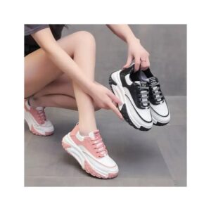 Wearing Fashionable Women's Shoes For Summer New Thick Soled Sponge College Style Color Blocked Casual Student Sports Shoes - Image 2
