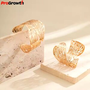 Design Bangle Open Polish Bracelet Vintage Hollowed Out Leaves Fashion Jewelry Exaggerated Bangles - Image 3