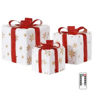 Christmas Light Gift Boxes 3 Pcs Outdoor Lighting Christmas Decoration For Home Porch Lawn - Image 7
