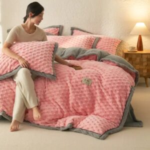 Winter Thicken Flannel Fleece Bedding Set Luxury A Side Jacquard Milk Fleece B Side Flannel Fleece 3/4pcs Warm Bed Linens - Image 7