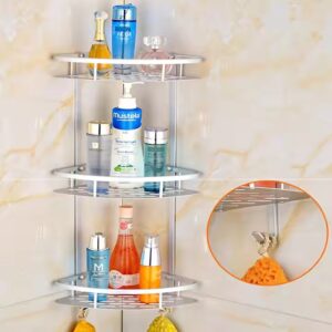 3 Layers Triangular Corner Organizer Rack Shelves Wall Mounted Aluminum Kitchen Bathroom Shampoo Cosmetic Organizer Rack - Image 4