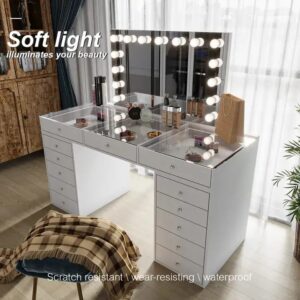 wooden dressing table makeup table designs mirror with drawer modern white makeup vanities makeup vanity dressing table set - Image 5