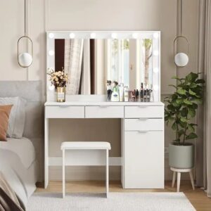 wooden dressing table makeup table designs mirror with drawer modern white makeup vanities makeup vanity dressing table set - Image 7