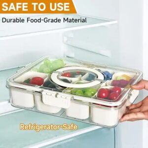 Portable 8 Compartment Divided Snack Salad Tray Clear PET Material with Lid Handles Snack Sauce Spice Boxes Sealed for Food Use - Image 6