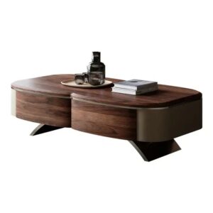 Mid-Century Walnut Veneer Tea Table Modern Living Room Retro Solid Wood Tea Table - Image 7