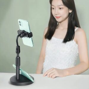 Scalable Rotating Mobile Phone Holder Tablet Stand Desk 360 Rotate for Desktop Live Streaming Overhead Shoot Video Round Base - Image 4