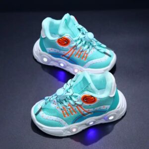 High Quality LED Light Basketball Shoes for Kids Boys Spring autumn Breathable Rubber Insole with Mesh Lining round Boot Design - Image 3