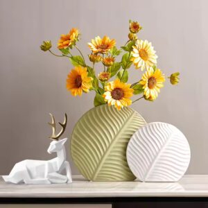 Nordic Ceramic Leaf Shape Vase Living Room Ornament Decor Home Decor Centerpieces Desktop Modern Green Table Flower Vase - Image 5
